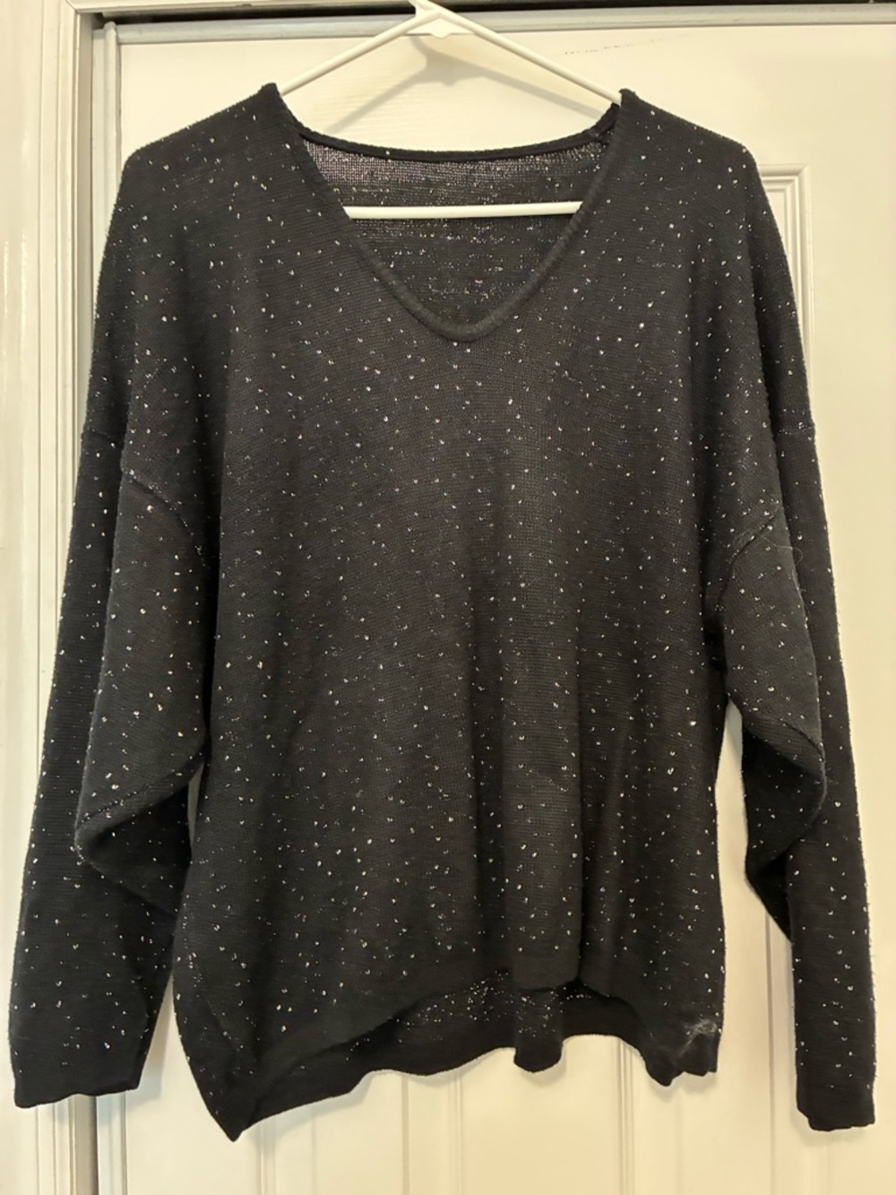 Black V-Neck with silver threading accents Women’s Sweater
